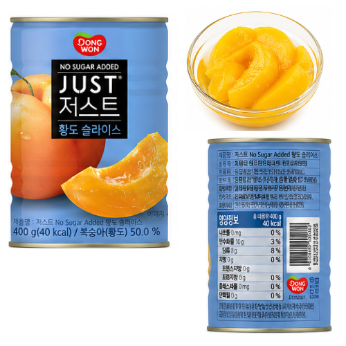 Dongwon Just No Sugar Added Peach Slices 400g (Yellow Peach)